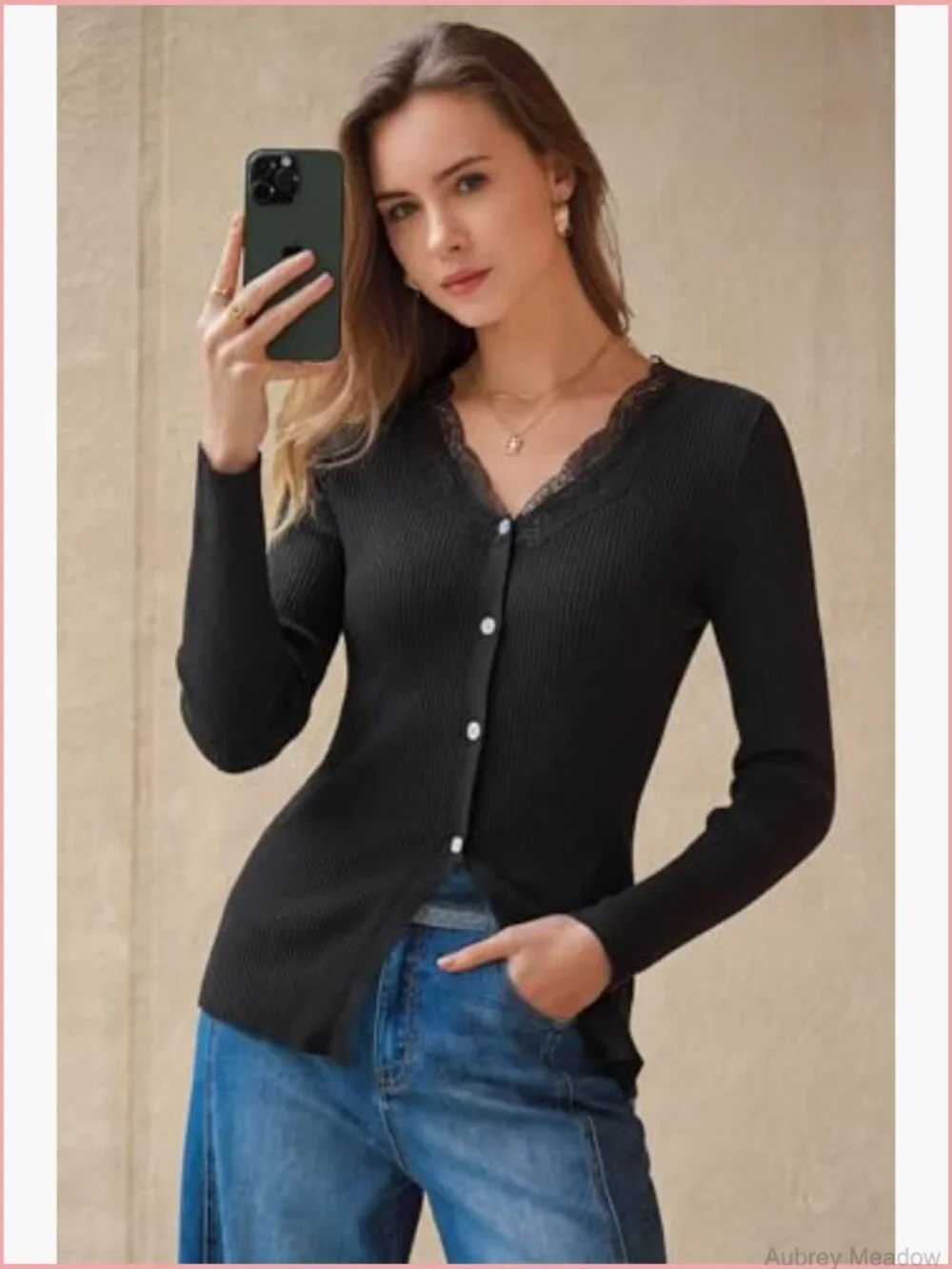 Women's 100% Cotton Lace Button Cardigan Sweater